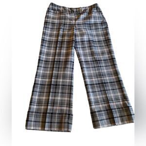 EUC Grey, White and Black Cropped Tattersall Cuffed Pants